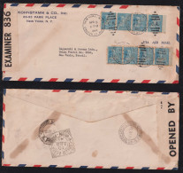 USA 1941 Censor Airmail Cover Perfin HKC NEW YORK To SAO PAULO Brasil - Storia Postale