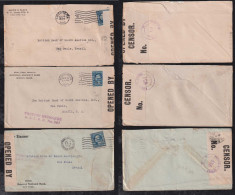 USA 1918 3 Censor Cover Perfin Stamps To SAO PAULO Brasil - Storia Postale