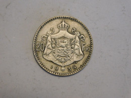 BELGIQUE 20 Francs 1934 Silver, Argent - 20 Frank & 4 Belgas