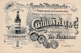 CPA Carton Publicitaire Publicité (32) VIC FEZENSAC Distillateur CASTILLON Père & Fils Liqueur "la Gersoise" Armagnac - Advertising
