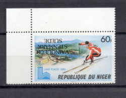 NIGER   N° 504  SURCHARGE RENVERSEE    NEUF SANS CHARNIERE  COTE ? €    JEUX OLYMPIQUES LAKE PLACID SPORT - Niger (1960-...)