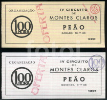 1965 CIRCUITO MONTES CLAROS CORRIDA AUTOMOVEIS ORIGINAL Tickets Automobile RALI RALLY RALLYE PORTUGAL RACING CAR COURSE - Advertising