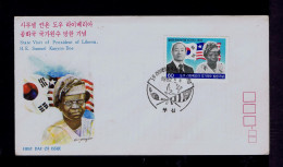 Sp10591 KOREA "The State Visit His Excelleney SAMUEL K.DOE" Head Of State Rep.LIBERIA 1982 Flags Leaders Both Countries - Autres & Non Classés