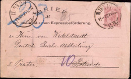 604295 | Rohrpost An Die Deutsche Reichs Abteilung Wiener Musik- Und Theaterausstellung 1892, Rotunde  | Wien (A - 1010 - Brieven En Documenten