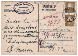 Julius Persson Heilkundiger Pfroheim Unter Springerstraße 15 Siegel Pforzheim 25.06.1932 - Briefkaarten