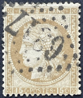 YT 55 LGC 6317 Lyon-lès-Brotteaux Rhone (68) Indice 2, 1871-75 15c Bistre Cérès (gros Chiffres) France – Amscol3 - 1871-1875 Ceres