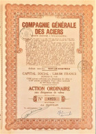 S.A. Compagnie Générale Des Aciers - Action Ordinaire (1935) - Thy-Le Chateau - Industrie