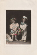 AK Bub Und Mädchen Mit Blumen Und Regenschirm - Matrosenanzug - Münster 1909 (69519) - Children And Family Groups
