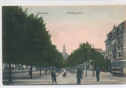 AK 1908 Schillerplatz Belebt Rathaus Straßenbahn Bielefeld - Bielefeld
