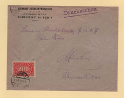 Allemagne - 200 Mark Sur Lettre - Siemensstadt - Berlin - Lettres & Documents