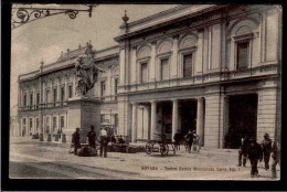 NOVARA - Teatro Coccia - Monumento Carlo Em. - Viaggiata 1908 - Rif. 08437 - Novara