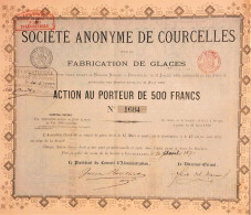 S.A. De Courcelles-Fabrication De Glaces -action Au Porteur De 500fr  (1871) - Industrie