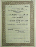 Zwaardemaker's H. En Ind. NV - 3% Winstd.obligatie-100 Fl (1962) Zaandam - Unissued - Bank En Verzekering