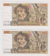 France 100 Francs Delacroix 1981 TB ++ .Lot De 2 Billets. - 100 F 1978-1995 ''Delacroix''