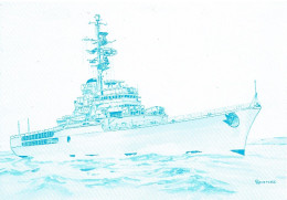 Postkarte Militärschiff Der Französischen Marine (Zeichnung) - Werbekarte - Krieg