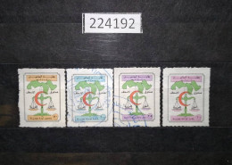 224192; Syria; 4 Revenue Stamps 10, 25, 50, 100 Pounds; Aleppo Lawyers Syndicate; Emergency Fund; Fiscal Stamp; USED - Syrië