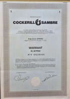S.A. Cockerill Sambre - Warrant- Seraing -1989 - Industrial