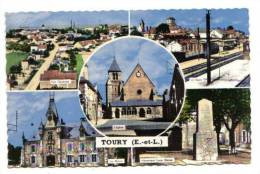 Toury, Divers Aspects De La Localité, 5 Vues, 1967, Gare, église, Mairie, Monument Louis Blériot, Valoire 39.601 - Sonstige & Ohne Zuordnung
