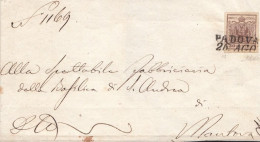 1788 - LOMBARDO VENETO - Involucro .del 1852 Da Padova A Mantova Con Cent. 30 Bruno - Costolato -  I Tipo - - Lombardy-Venetia