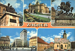 72531448 Zagreb Theater Denkmal Reiterstandbild Kirche St Markus Hochhaus Croati - Croatie