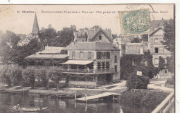 Delcampe - 78. CHATOU . CPA . LA MAISON FOURNAISE. VUE SUR L'ILE PRISE DU PONT DES BARQUES  . ANNÉE 1909 + TEXTE - Chatou