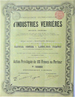 S.A. Cie Russo Belge D'Industries Verrières - Act.pr.de 100fr (1899) - Manage - Russia