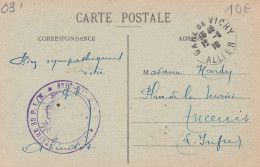 Tampon Du Train Sanitaire N° 35 Du PLM Le Médecin Chef Avec Cachet De La Gare De Vichy (03) En 1918 - Oorlog 1914-18