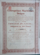 Entreprises Maritimes Belges - Anvers - Obligation De 500 Francs - 1920 - Navegación