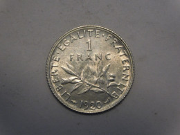 France 1 Franc 1920 SEMEUSE  Argent Silver - 1 Franc