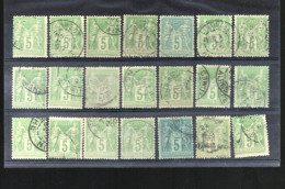 France Types Sage  21 Timbres Pour Recherches - 1876-1898 Sage (Tipo II)