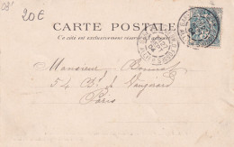 Cachet De La Gare De Saint Germain Des Fosses En 1904 Sur Carte De Vichy Pour Paris - Poste Ferroviaire