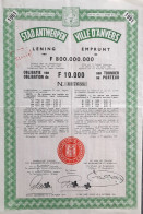 Stad Antwerpen - Lening 1961 - 1981 - 10 000 Fr - 5,25 à 6 % - Autres & Non Classés