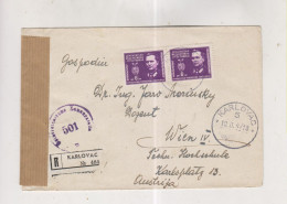 YUGOSLAVIA,1947 KARLOVAC Registered Censored Cover To Austria - Covers & Documents