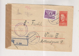 YUGOSLAVIA,1950 KOPRIVNICA Registered Censored Postal Stationery Cover To Austria - Cartas & Documentos