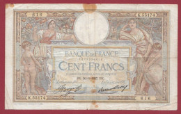 100 Francs "Luc Olivier Merson" Du 30/06/1937.BK --Alph .K.55174 Dans L 'état (2) - 100 F 1908-1939 ''Luc Olivier Merson''