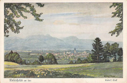 Rosenheim A.Inn Panorama Künstlerkarte Rudolf Sieck Gel.1916,Feldpost - Rosenheim