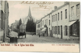 Saint-Hubert Rue Et Eglise Saint-Gilles Circulée En 1902 - Saint-Hubert
