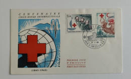 Red Cross, Persia Red Lion And Sun (Iran) , Red Crescent, Monaco, 1963, FDC - Other & Unclassified