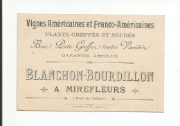 63 - MIREFLEURS - Blanchon Bourdillon - Vignes Américaines - Plants Greffés - Viticulteur - Cartoncini Da Visita