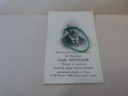 BC18A Souvenir Louis Berteax Piron Docteur Thuin 1949 - Obituary Notices
