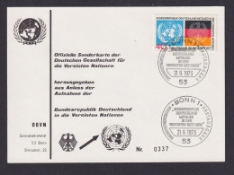 Bund Bonn Offizielle Sonderkarte Deutsche Gesellschaft Vereinte Nationen - Brieven En Documenten