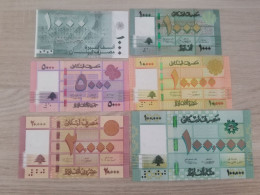 Liban Lot De 6 Billets Livres Libanaises. UNC (2x1000+5000+10000+20000+100000) Années: 2014 Et 2017 (100 000) - Lebanon