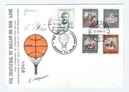 VOL INAUGURAL DU BALLON HB - BOH AJOIE 12.03.1966 Enveloppe Numérotée Et Signée Avec Son Attestation - FDC