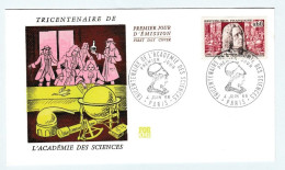 Enveloppe Premier Jour D'émission 4 Juin 1966 Tricentenaire De L'Académie Des Sciences - 1960-1969