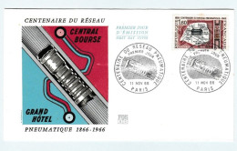 Enveloppe 1er Jour D'émission 11 Novembre 1966 - Centenaire Du Réseau Pneumatique 1866 - 1966 - 1960-1969