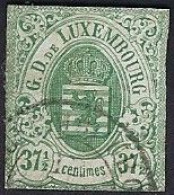 Luxembourg - Luxemburg - Timbre - Armoiries  1859    37,5c.   °   Michel 10   VC. 250,- - 1859-1880 Stemmi