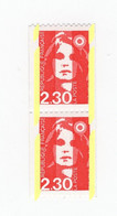 Briat 2fr30 Rouge De Roulette YT 2628d + E En Paire Dont N° Rouge Et Bandes Phospho à Cheval. Voir Scan. Cote YT > 10 €. - Unused Stamps