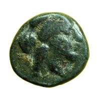Ancient Greek Coin Rhodes AE10mm Nymph Rhodos / Rosebud 00027 - Griegas