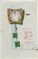 AK Glückwünsche Zum Neuen Jahre - Pendeluhr Klee - Reliefdruck - Ca. 1905 (69525) - Nouvel An