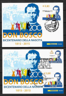 2015 Joint/Congiunta Italy And Vatican, SET OF 2 FDC MAXIMUM CARDS: Don Bosco - Gemeinschaftsausgaben